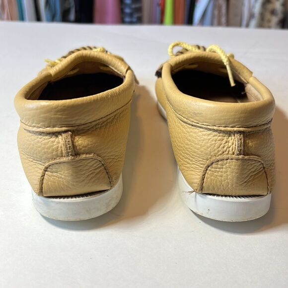 MINNETONKA Women’s Thunderbird Boat Moccasin Shoes Tan Size 7.5 - Picture 7 of 15